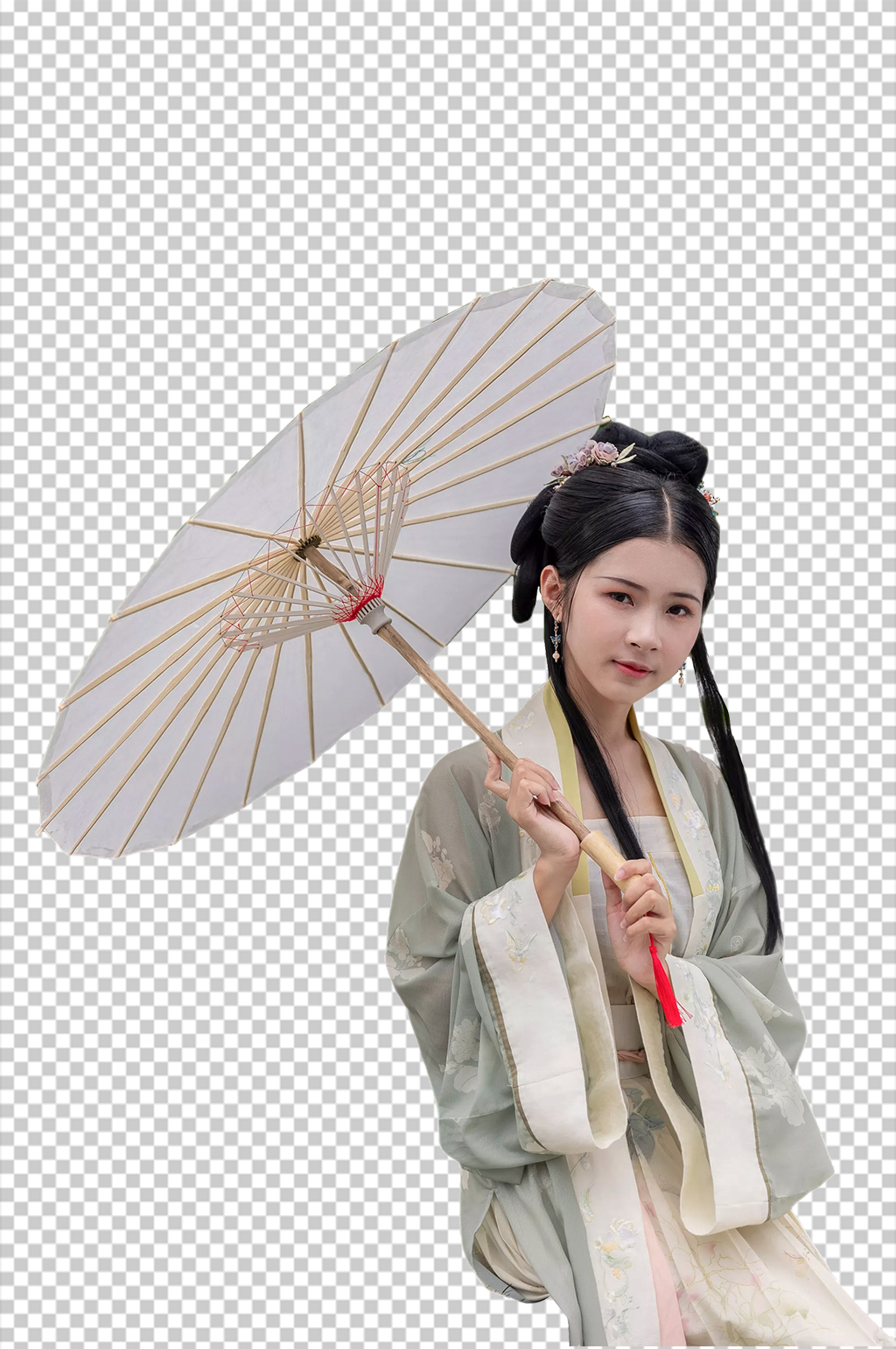 油纸伞古装宋制汉服人物元素免抠PNG图片素材