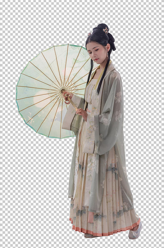 古装美女油纸伞宋制汉服人物元素png图片