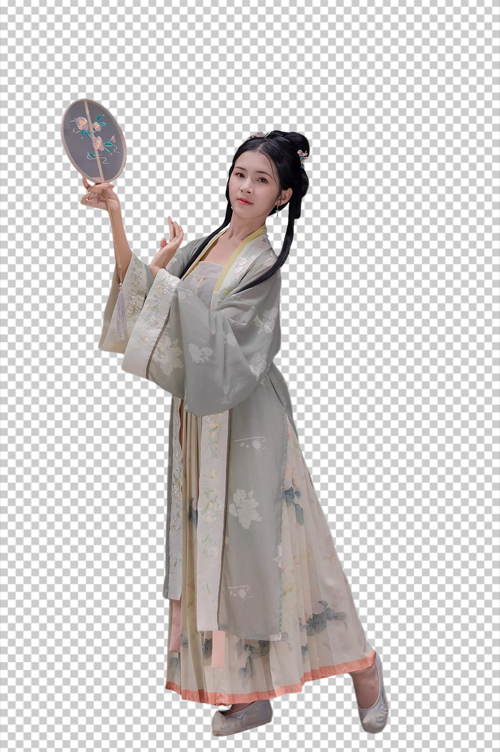 古装美女蒲扇宋制汉服人物元素PNG图片素材