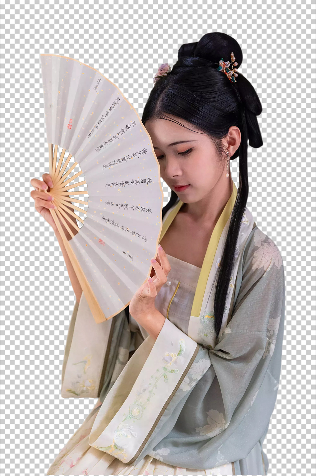 中式折扇宋制汉服人物元素免抠PNG图片素材