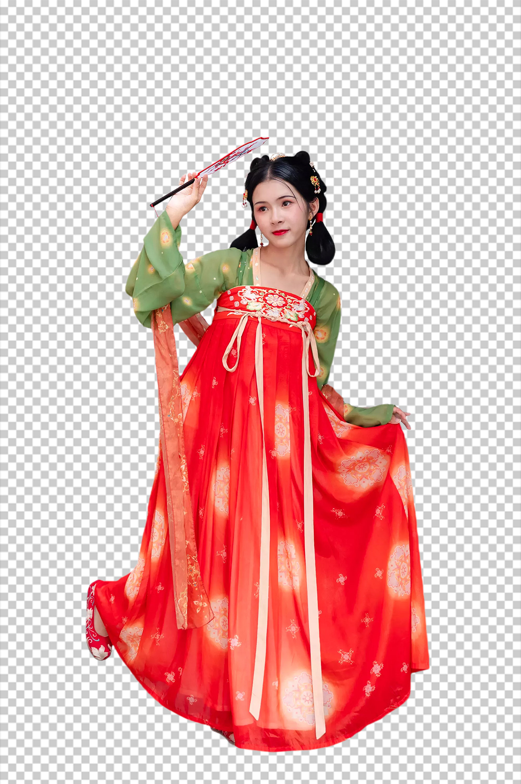刺绣蒲扇唐制汉服人物元素免抠PNG图片素材