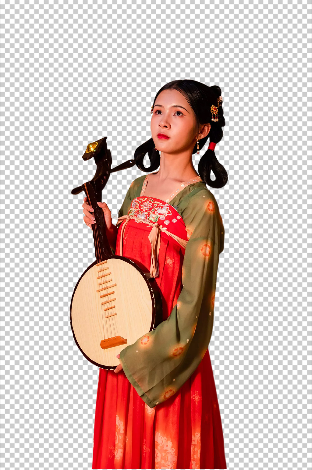月琴古装唐制汉服人物元素免抠PNG图片素材