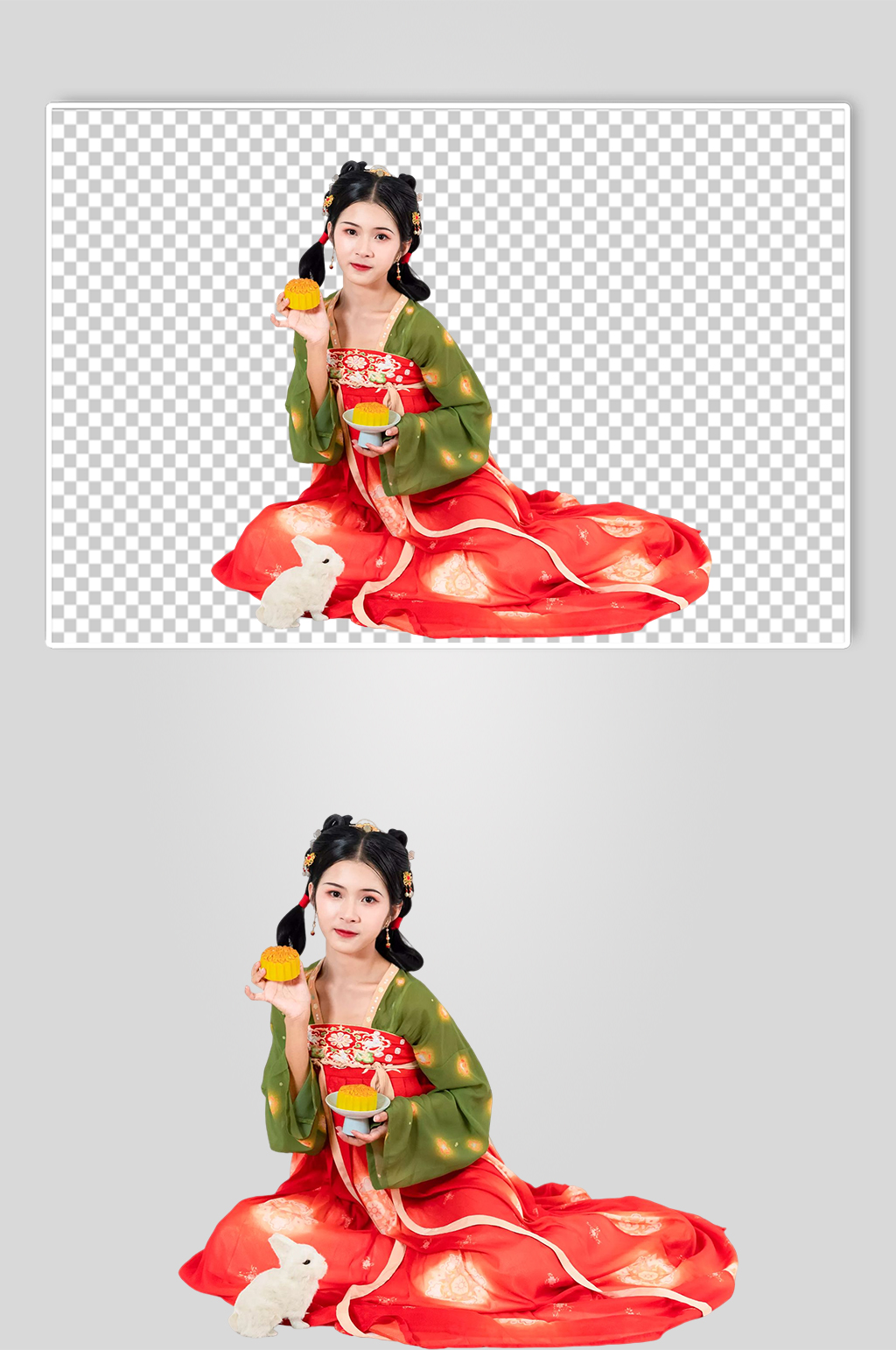 中秋节月饼唐制汉服人物元素免抠PNG图片素材