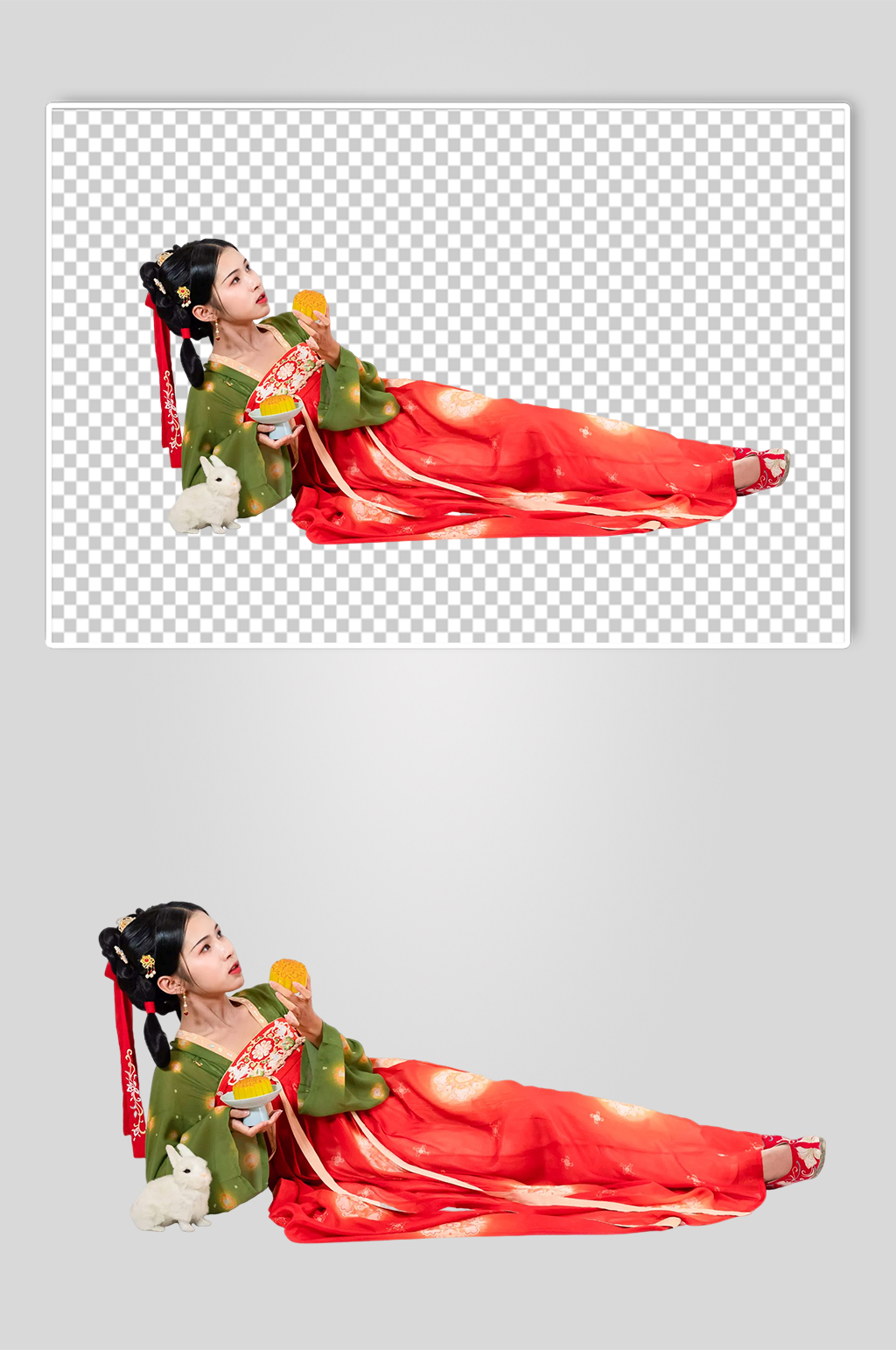 月饼中秋节唐制汉服人物元素免抠PNG图片素材