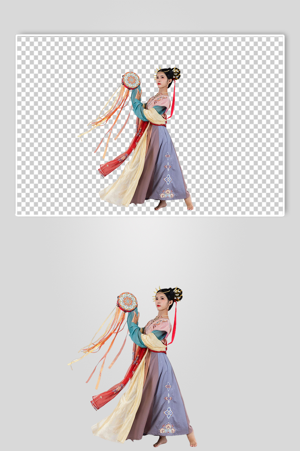 手鼓舞蹈敦煌汉服人物摄影免抠PNG图片素材
