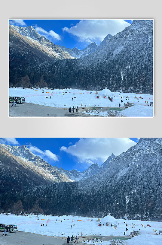 四川冬季滑雪场娱乐雪山雪景风景摄影图片