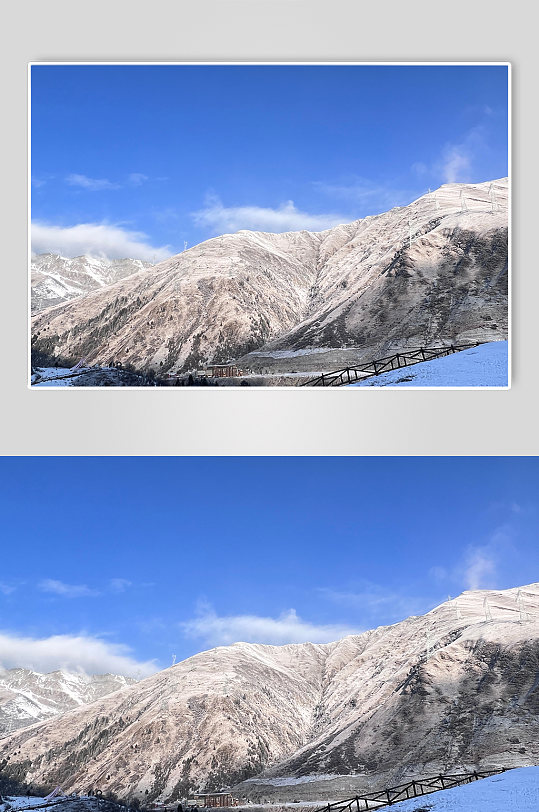 日照雪山四川冬季山林雪景风景摄影图片