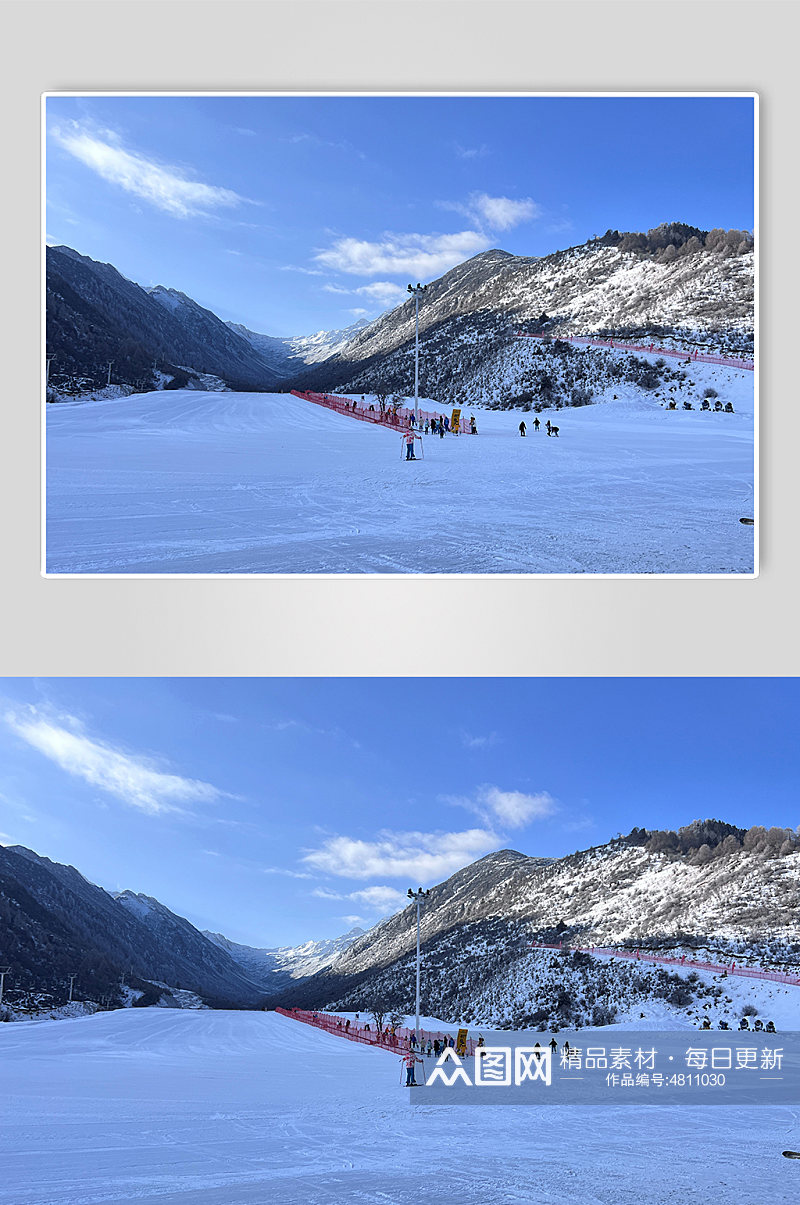 四川冬季滑雪场休闲娱乐雪山风景摄影图片素材