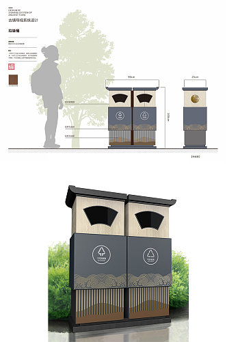 公园风景区垃圾牌景点垃圾桶导视设计