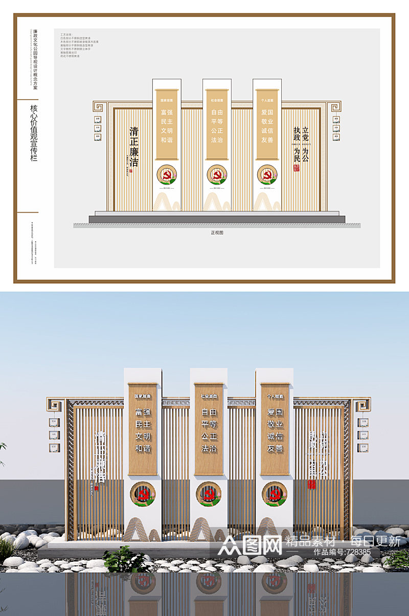红色旅游景区 价值观宣传栏景区廉洁标牌素材
