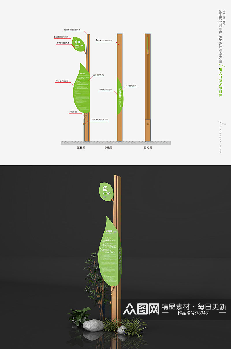 公园游客须知植物园提示牌导视牌素材