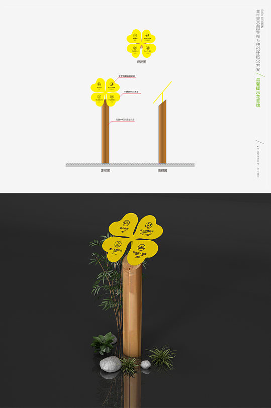 公园温馨提示植物园花草牌导视牌 请勿摘花标志模板