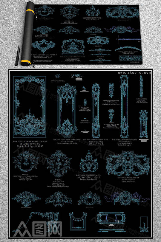 法式欧式雕花花纹图案cad图库