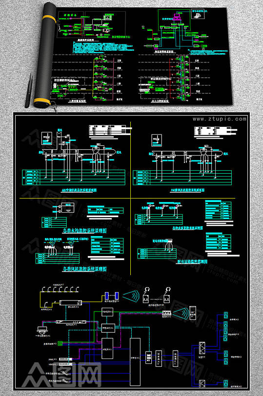 医院弱电系统施工图设计CAD平面图