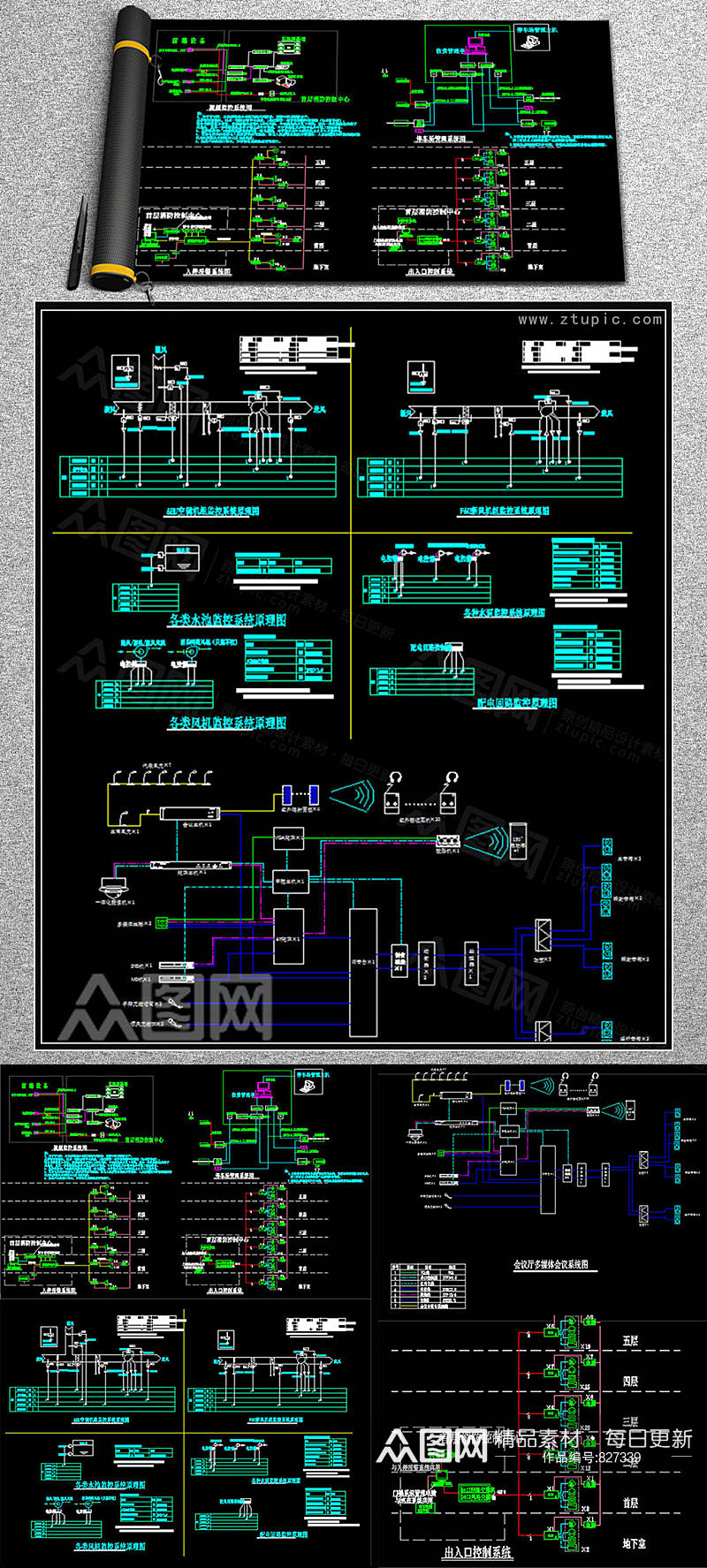 医院弱电系统施工图设计CAD平面图素材