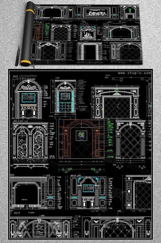 大理石背景墙CAD素材-众图网