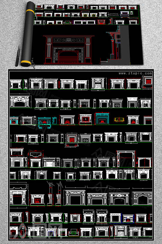 壁炉cad素材图库