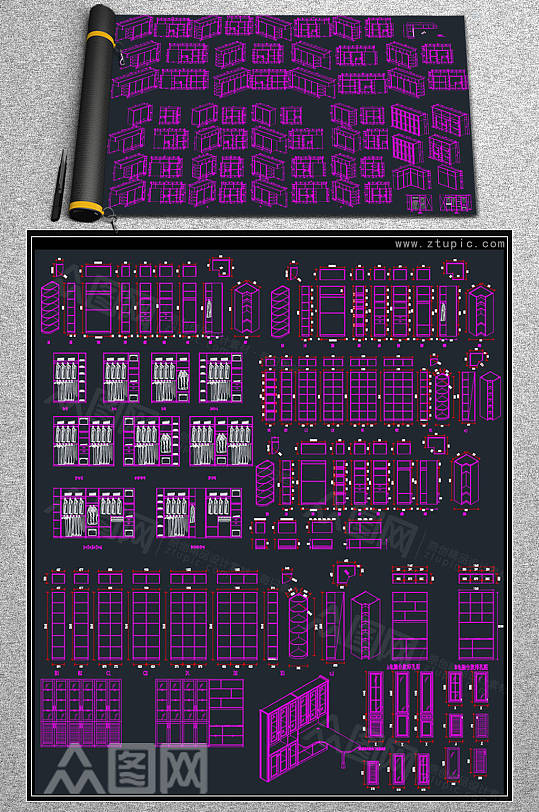 衣柜设计节点详图CAD素材图库-众图网