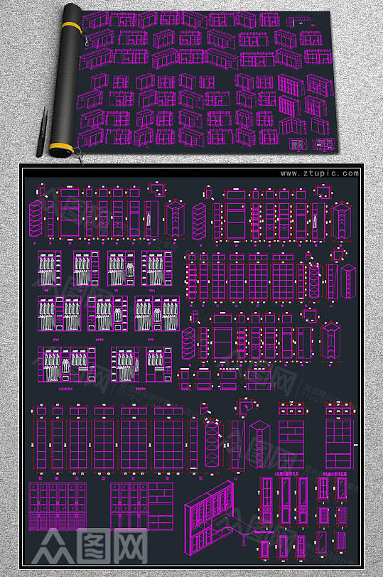 衣柜设计节点详图CAD素材图库