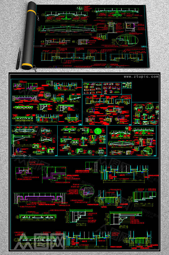 天花吊顶设计大样节点详图CAD素材图库