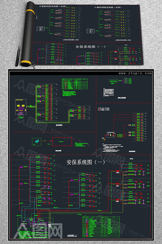 弱电安保系统设计CAD素材