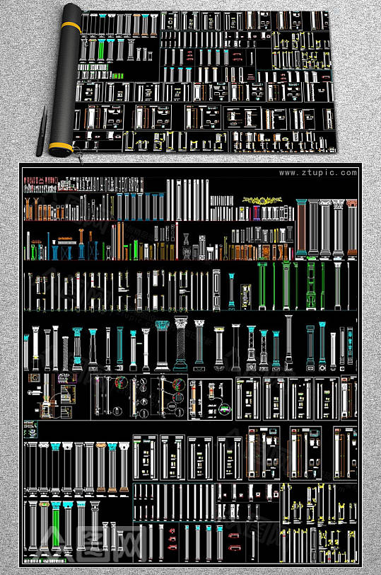 罗马柱cad素材图库-众图网