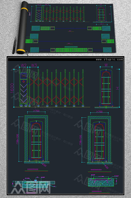 伸缩门设计CAD素材