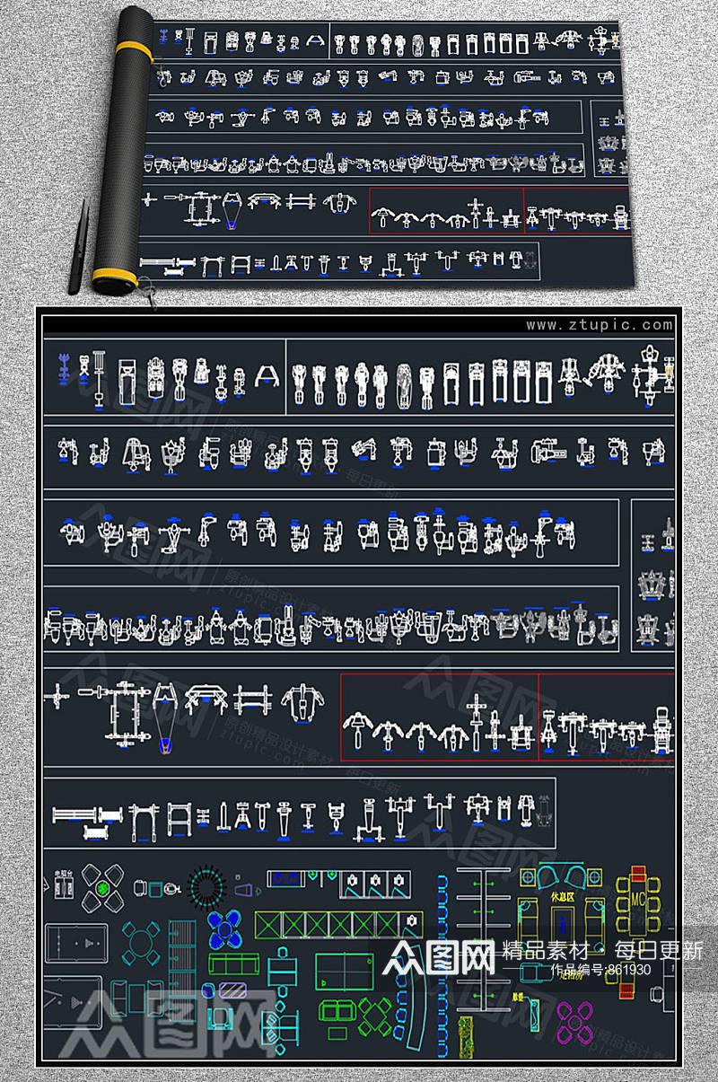 健身会所专用健身器材CAD图块素材素材