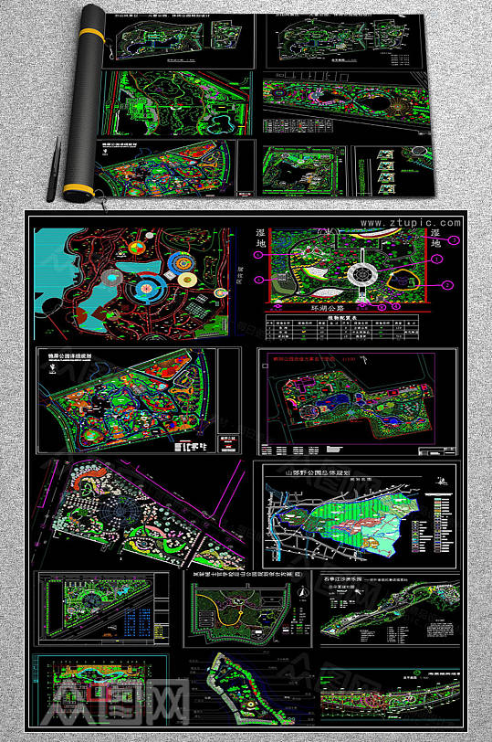 各式公园景观设计平面图方案CAD素材-众图网
