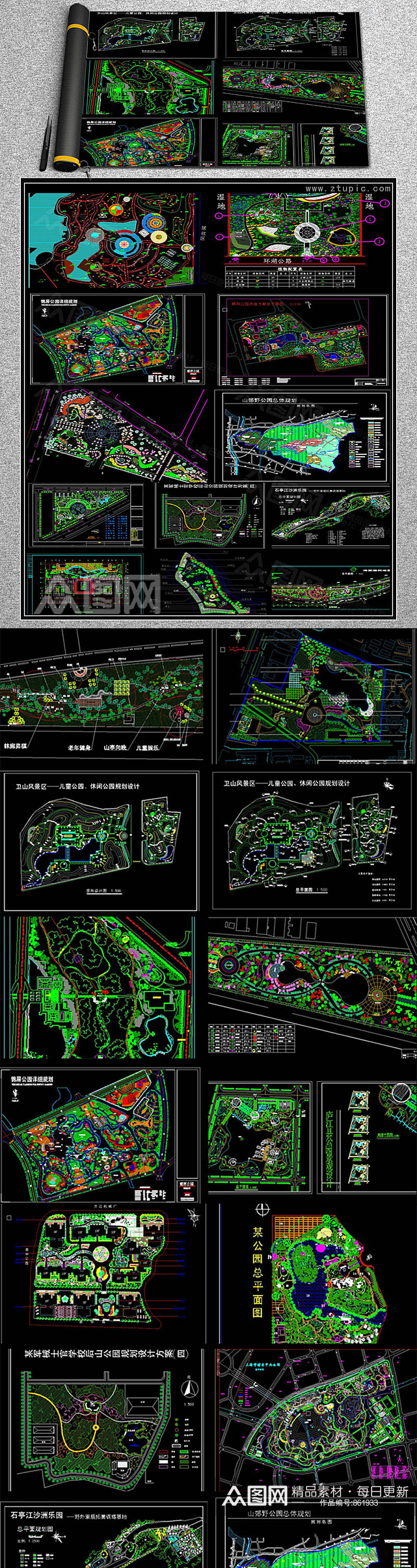 各式公园景观设计平面图方案CAD素材素材