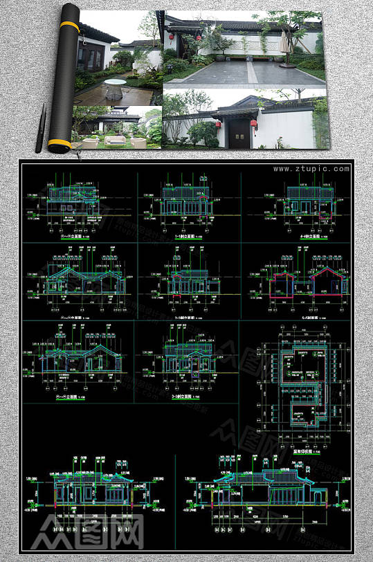 新中式风格民居住宅CAD施工图