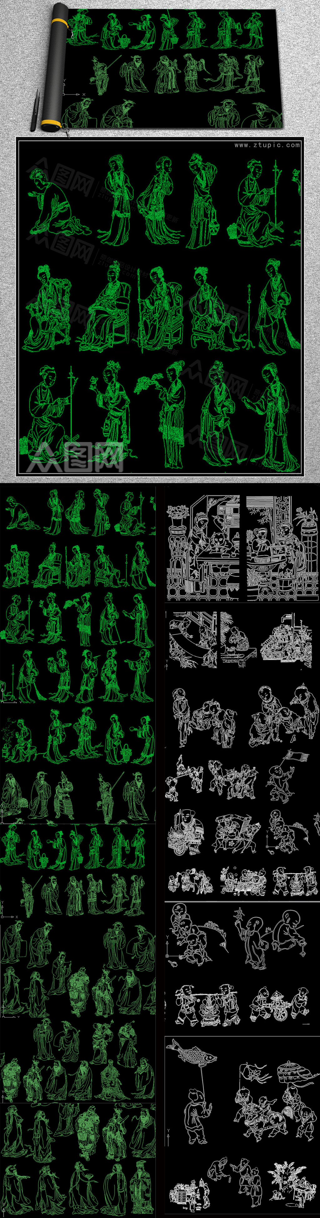 古代人物CAD素材图库素材