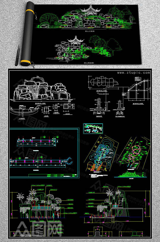 景观园林假山置石CAD素材