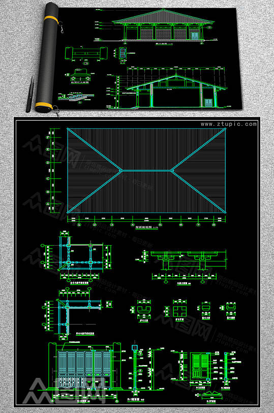 汉式大雄宝殿建筑结构CAD图纸-众图网