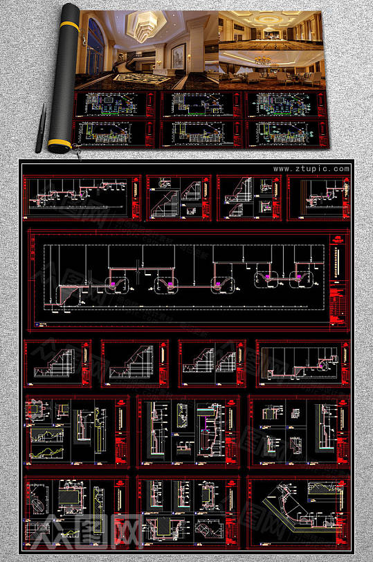 售楼处售楼中心设计施工图CAD素材-众图网