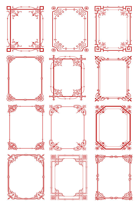 古典花纹边框相框底纹矢量图形设计AI素材