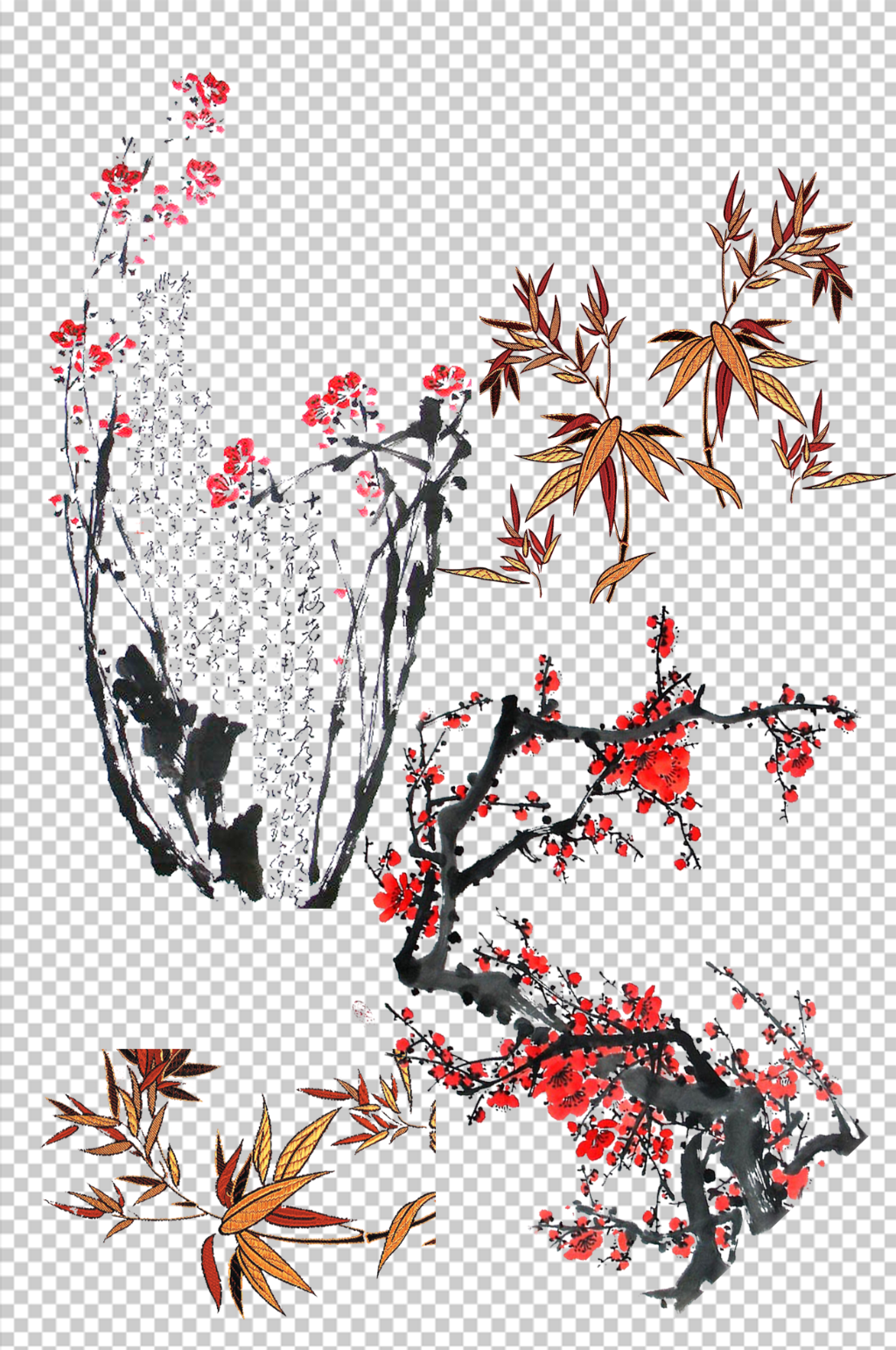 冬天手绘梅花png素材素材