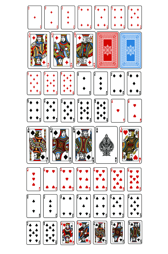 矢量扑克牌牌面桌游纸牌花样花纹设计