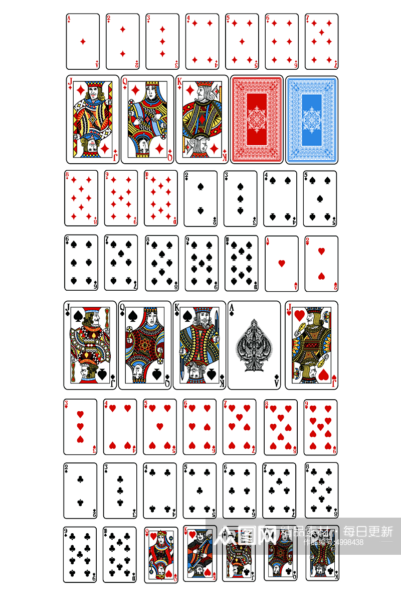 矢量扑克牌牌面桌游纸牌花样花纹设计素材