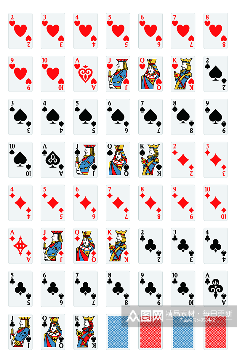 矢量纸牌游戏棋牌扑克牌牌面设计素材