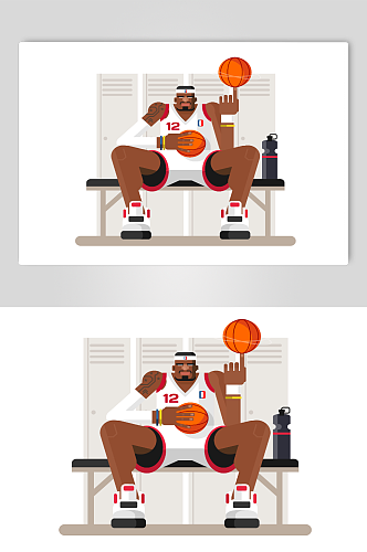 玩篮球的男人运动休闲人物插画素材