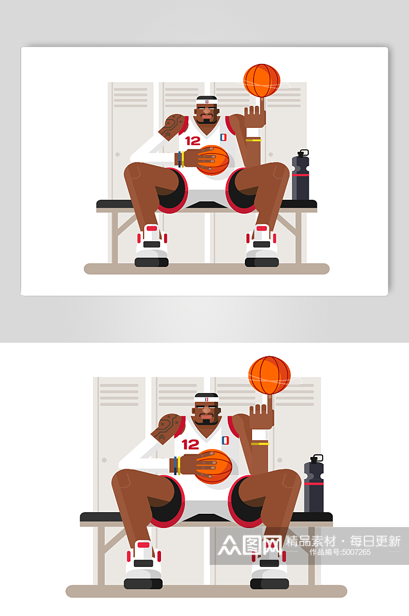 玩篮球的男人运动休闲人物插画素材素材