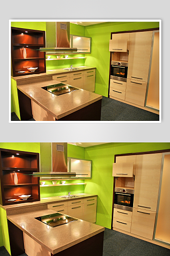 绿色现代家居厨房摄影