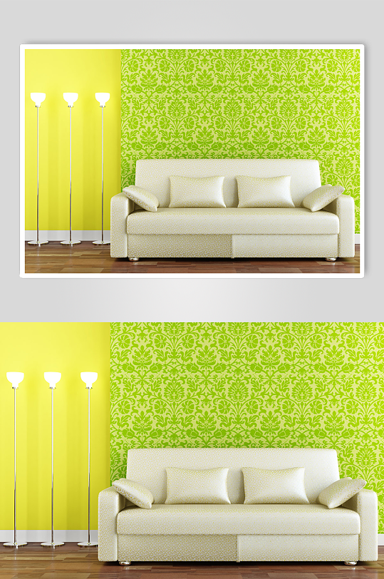 绿色沙发背景墙创意摄影