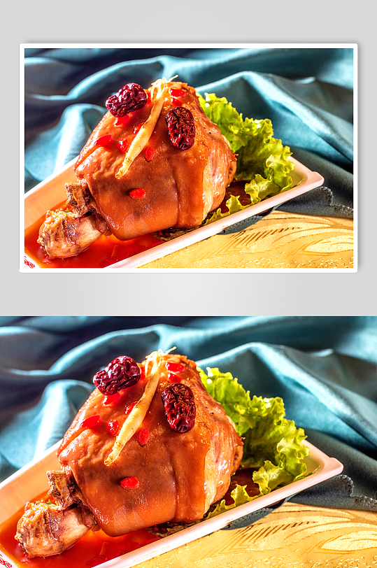 东北菜红烧肘子创意菜品照片素材