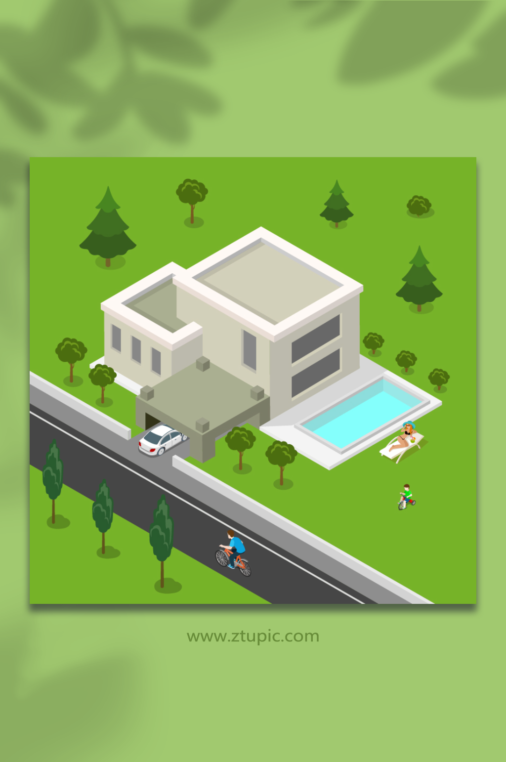 绿色建筑房子模型适量场景素材