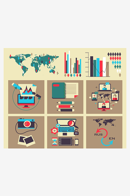 矢量互联网交互手绘办公插画-众图网