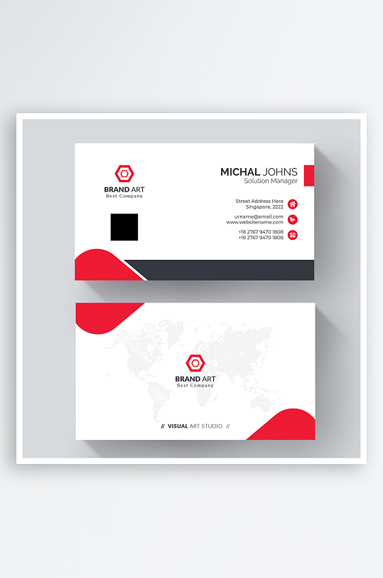 蓝色矢量企业个人通用名片模板-众图网