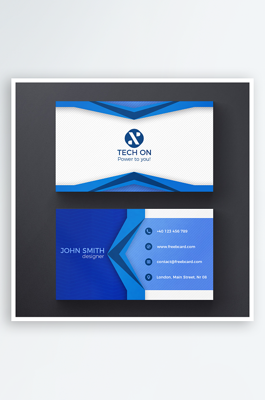 蓝色科技感企业个人名片素材-众图网