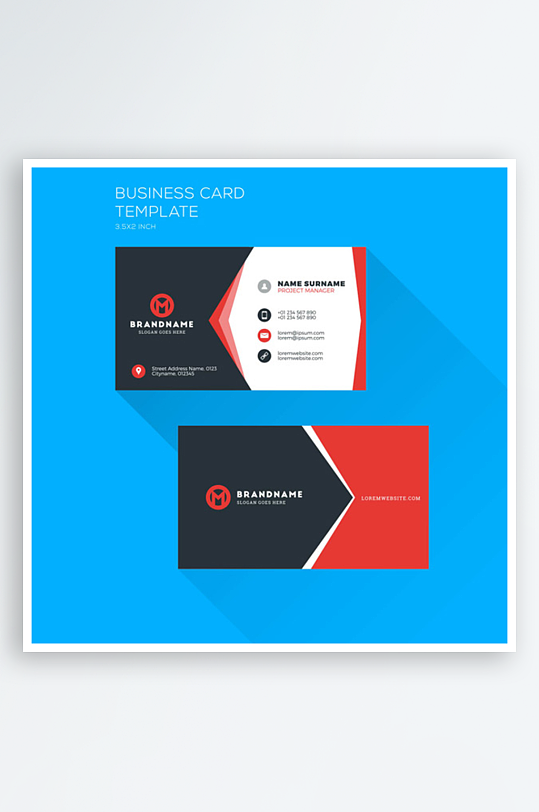 蓝色矢量企业个人通用名片模板-众图网